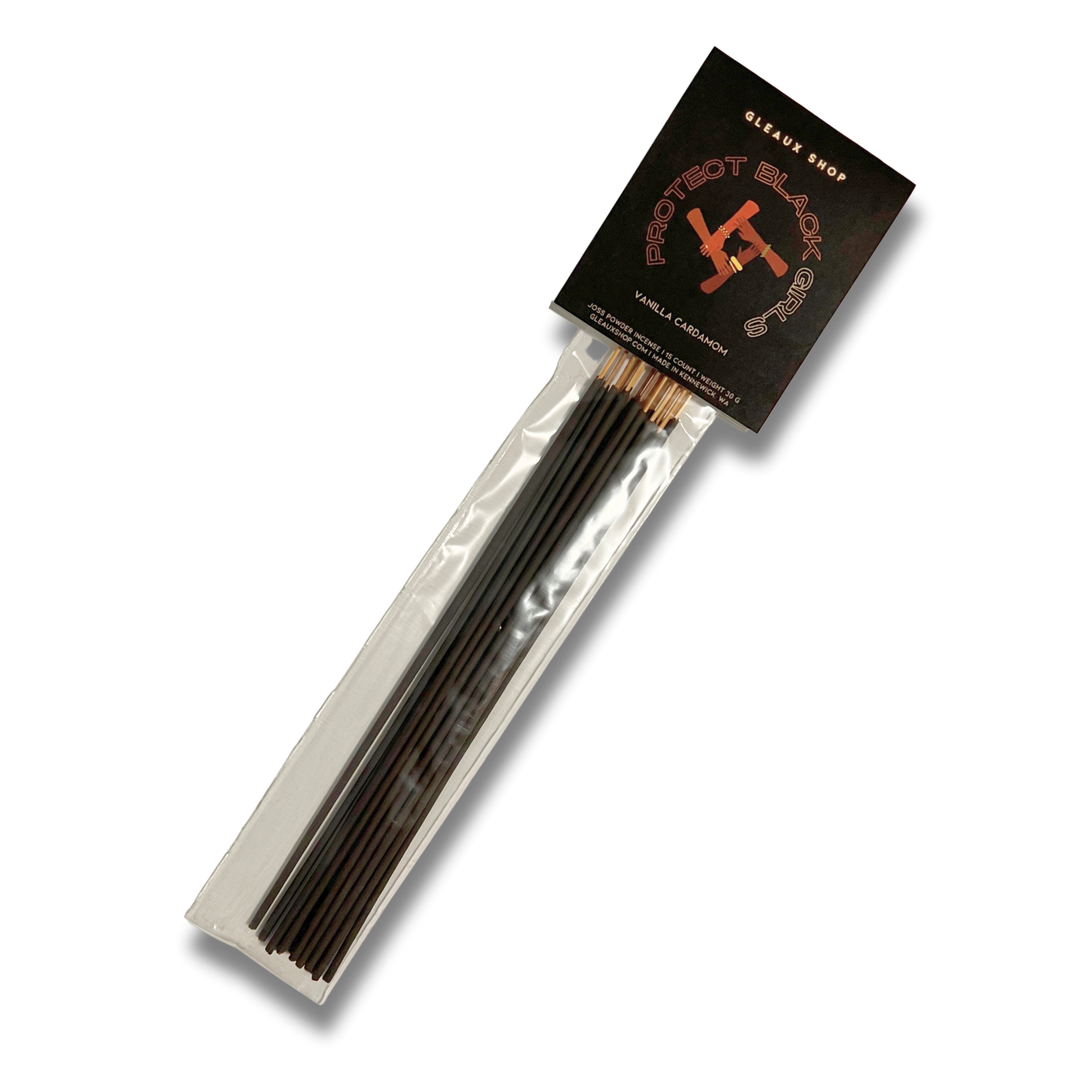 Protect Black Girls Vanilla Cardamom incense sticks by Gleaux Shop displayed in simple packaging