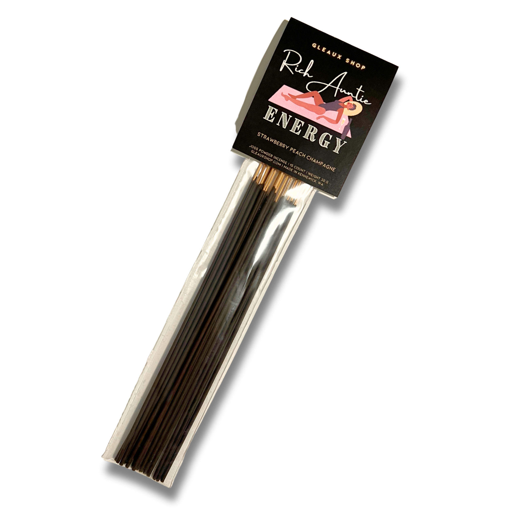 Strawberry Peach Champagne incense sticks by Gleaux Shop displayed in minimal packaging