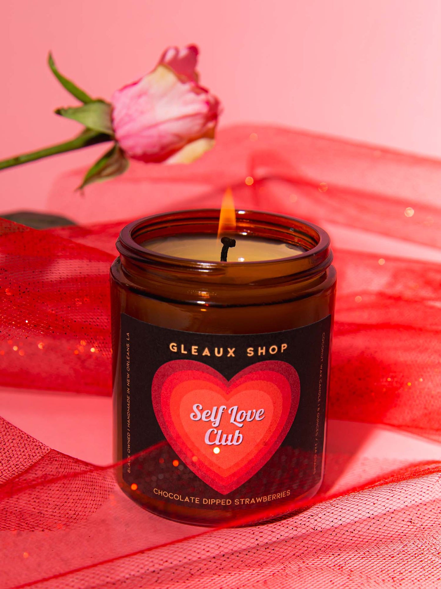 Love Club: Chocolate Dipped Strawberries 8 oz Scented Coconut Wax Candle