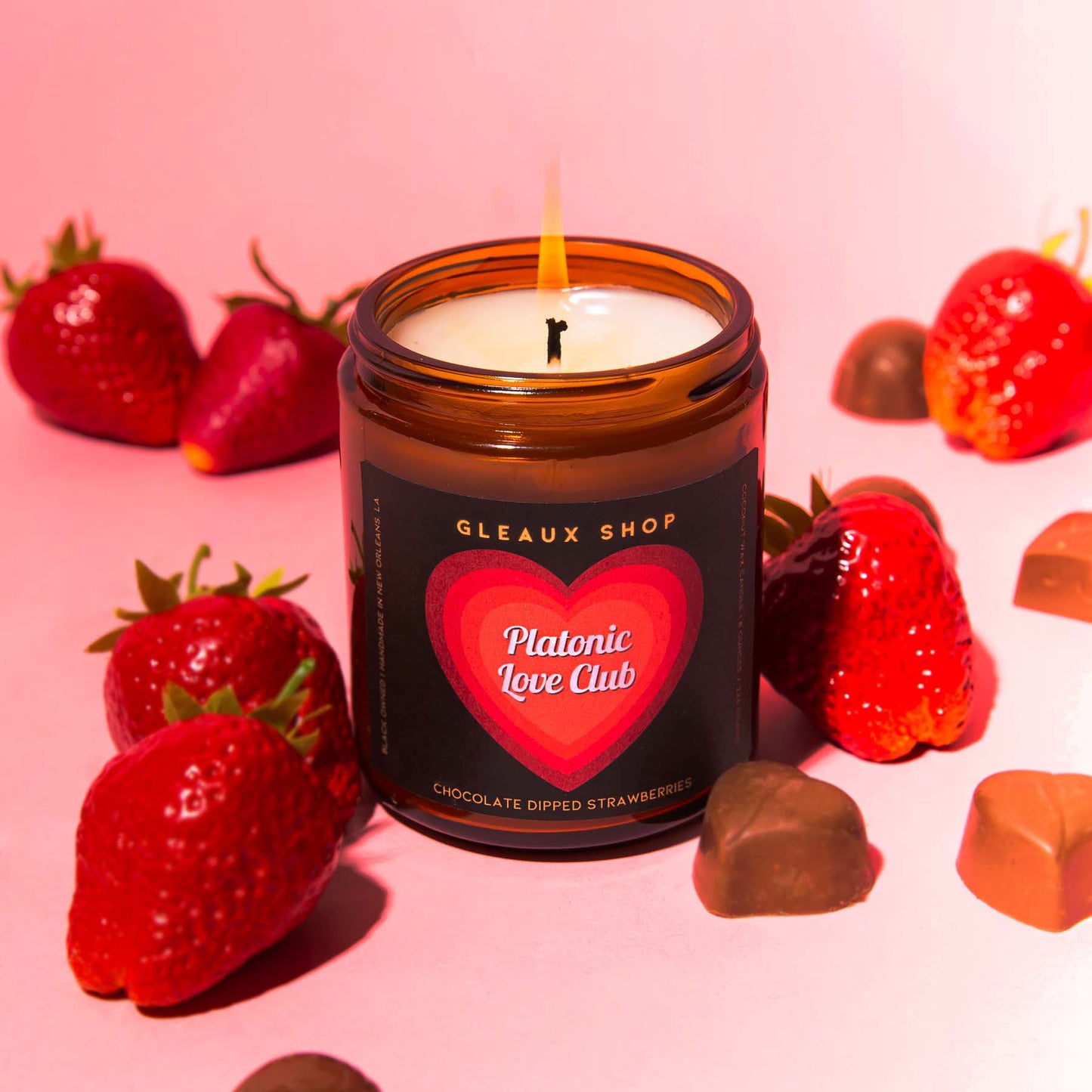 Love Club: Chocolate Dipped Strawberries 8 oz Scented Coconut Wax Candle