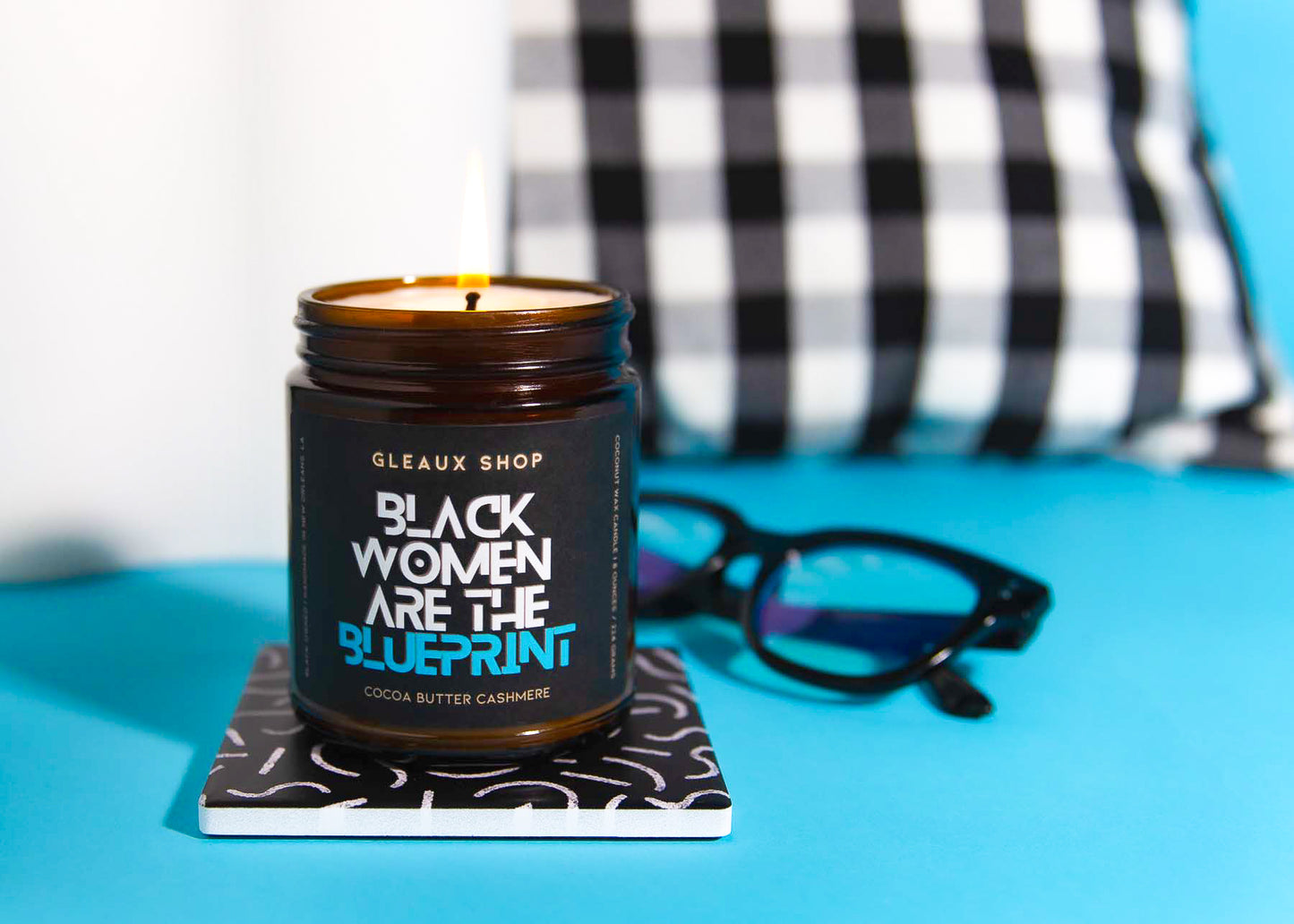 Gleaux Shop's Black Women Are the Blueprint cocoa butter cashmere scented candle